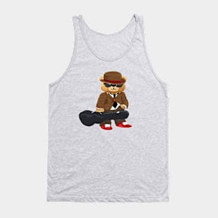 Teddy Bear  in Musician Stylish carrying guitar case Tank Top